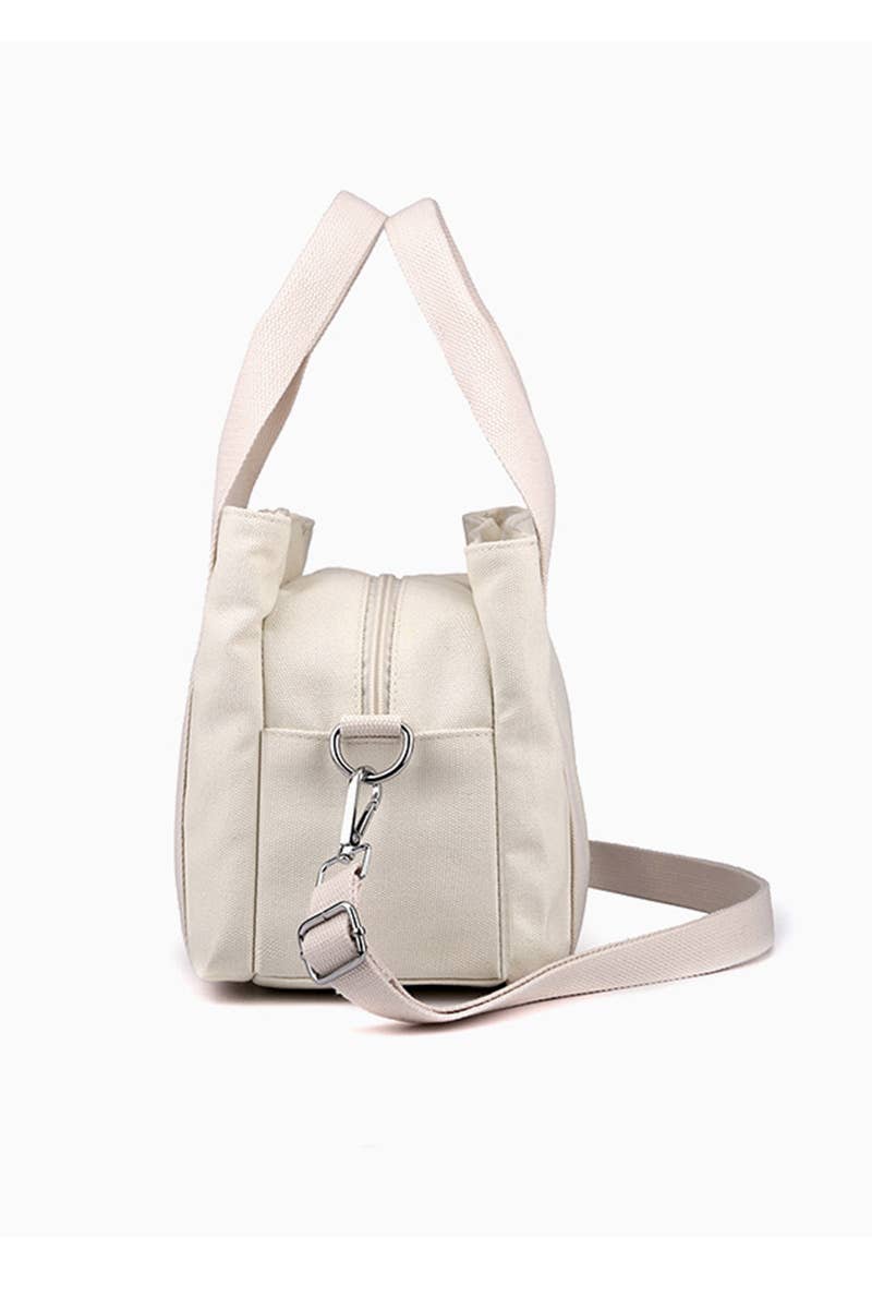 SIMPLE SQUARE HANDLE CANVAS CROSS BODY BAG_CUAB0105