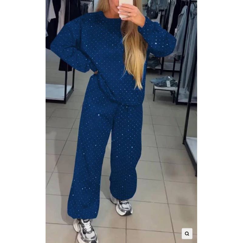 ROUND NECK TOP DRAWSTRING TIE FOOT TWO-PIECE SET