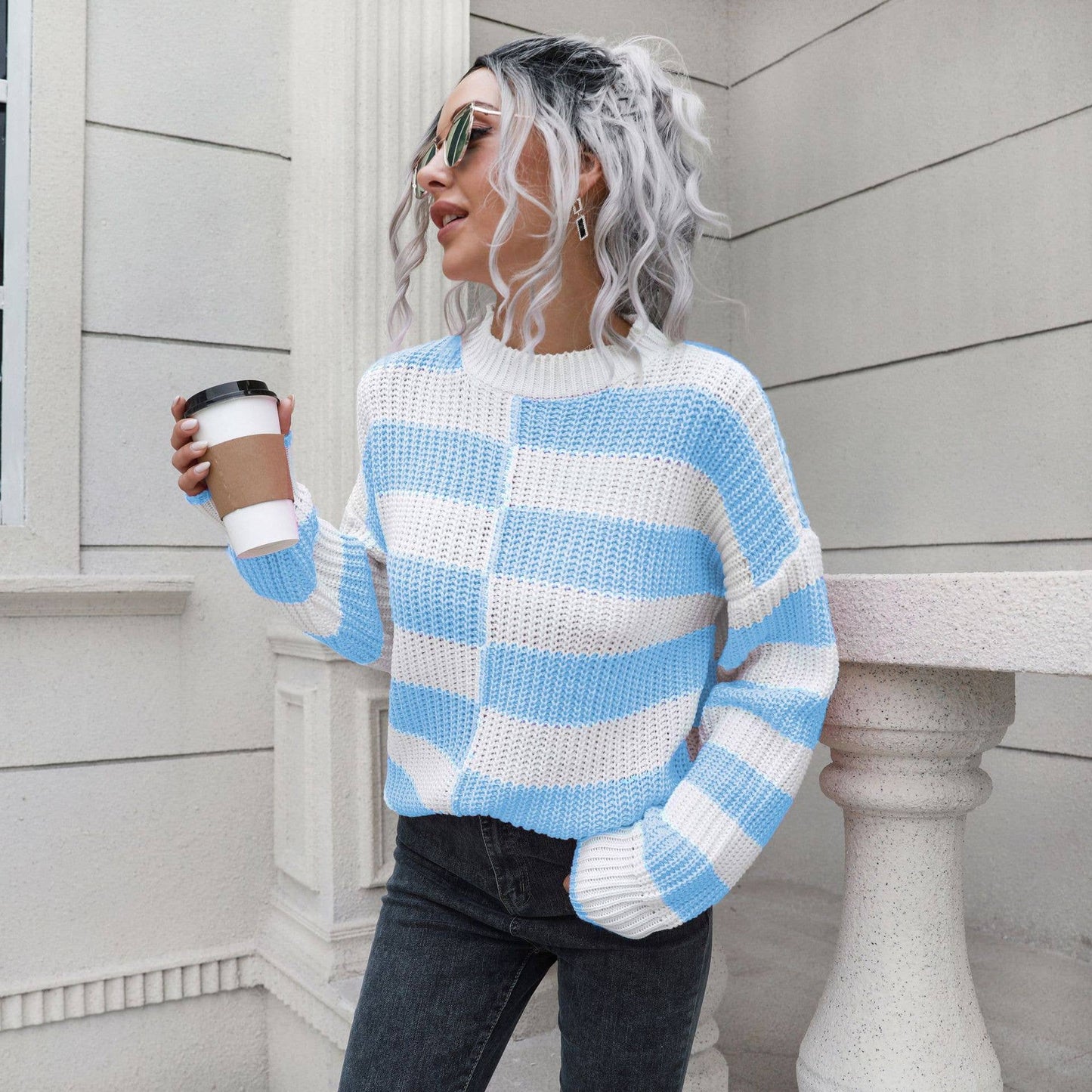 STRIPED SWEATER FALL AND WINTER LONG SLEEVES