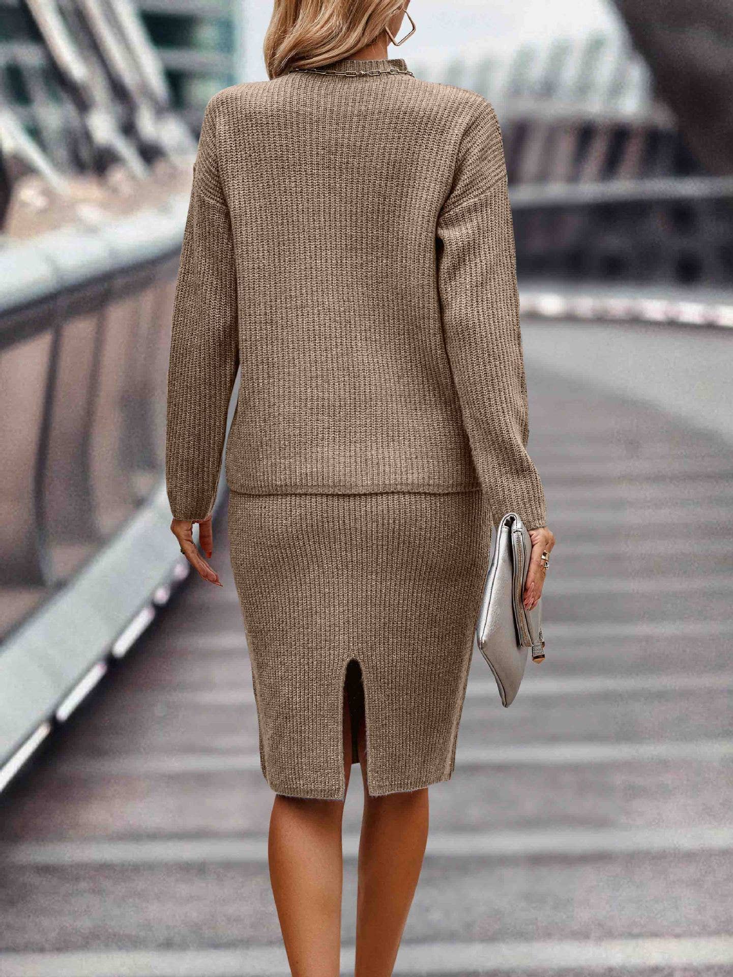 LONG SLEEVE FASHION HALF TURTLENECK SWEATER SET