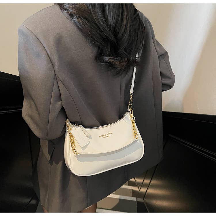 Simple PU leather glossy crossbody bag