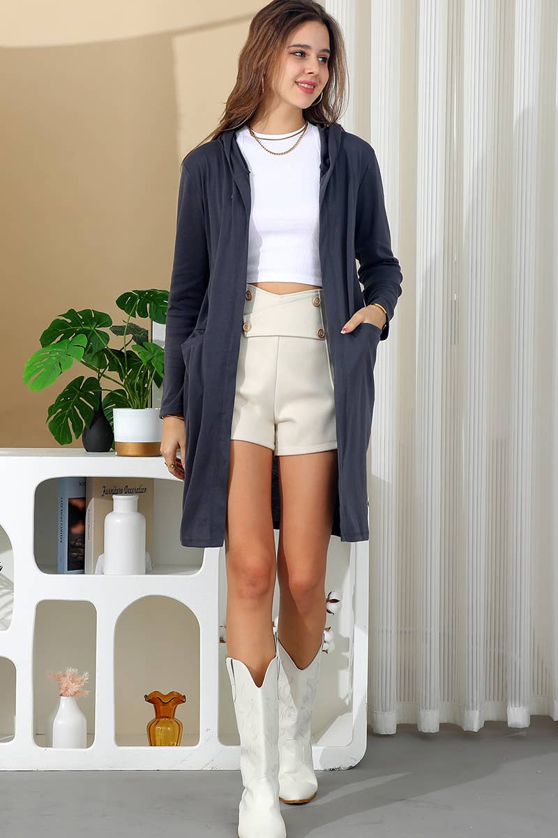 CWOCAL541_OPEN FRONT CASUAL LONG CARDIGAN WITH SIDE POCKETS