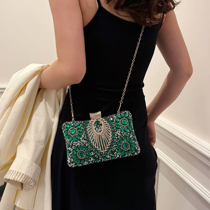Fashionable rhinestone retro single-shoulder bag