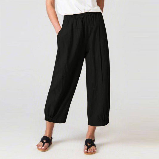 STRETCH ELASTIC HIGH WAIST CASUAL STRAIGHT PANTS