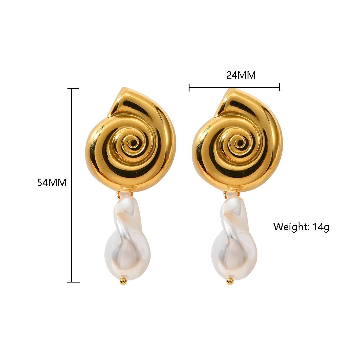 Stylish 18K Stainless Steel Conch Pearl Earrings_CWMM8904