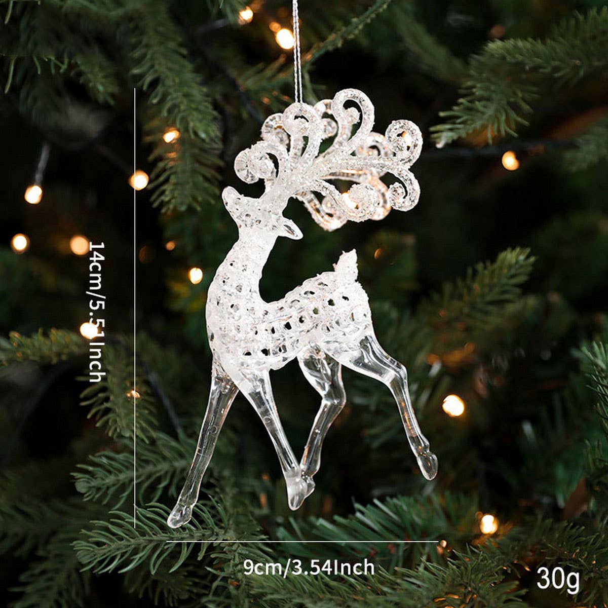 Clear Acrylic Christmas Tree Ornament with Glitter