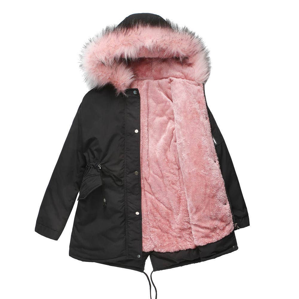 Warm plus fleece coat fur collar plus cotton jacket