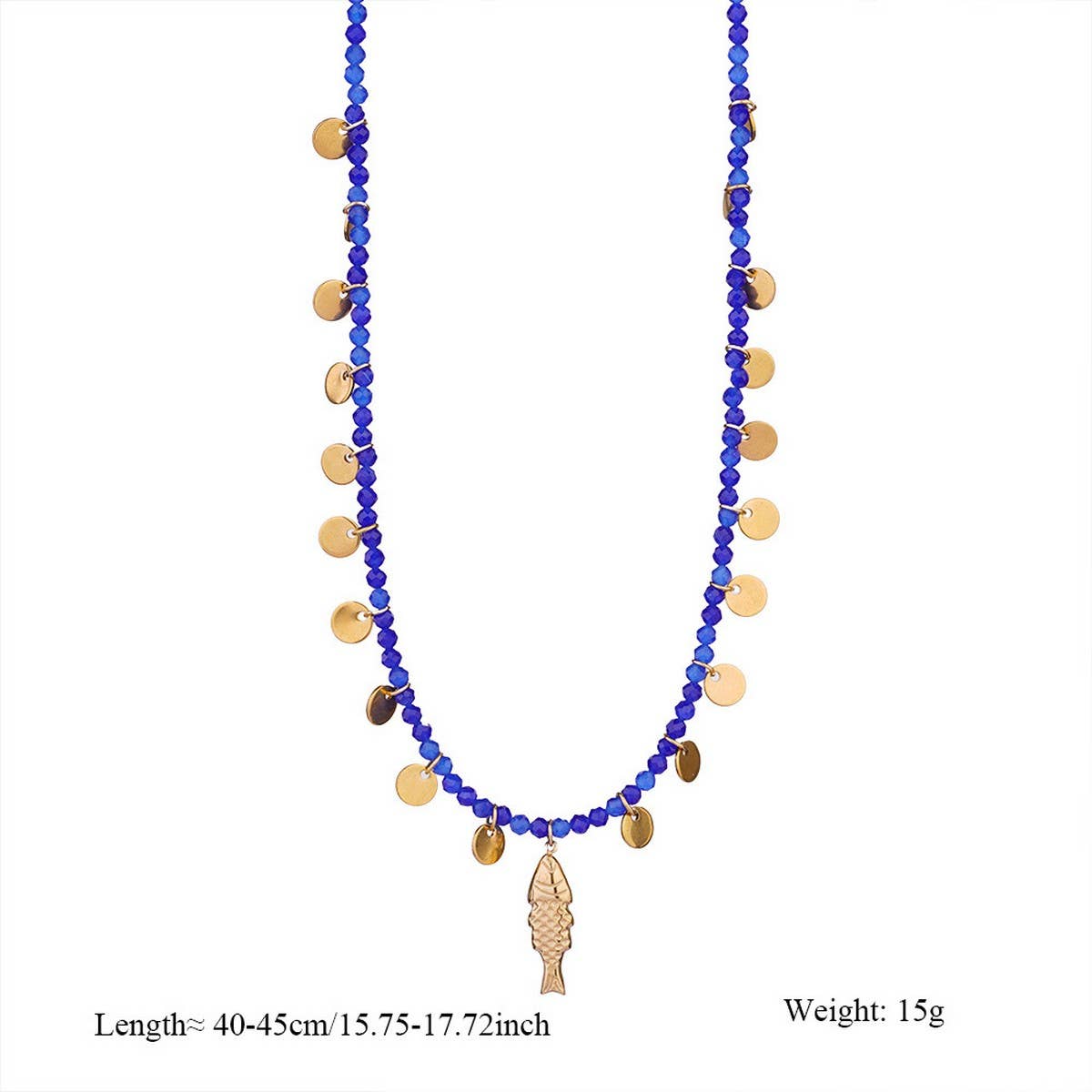 Natural Stone Necklace with Fish Pendant