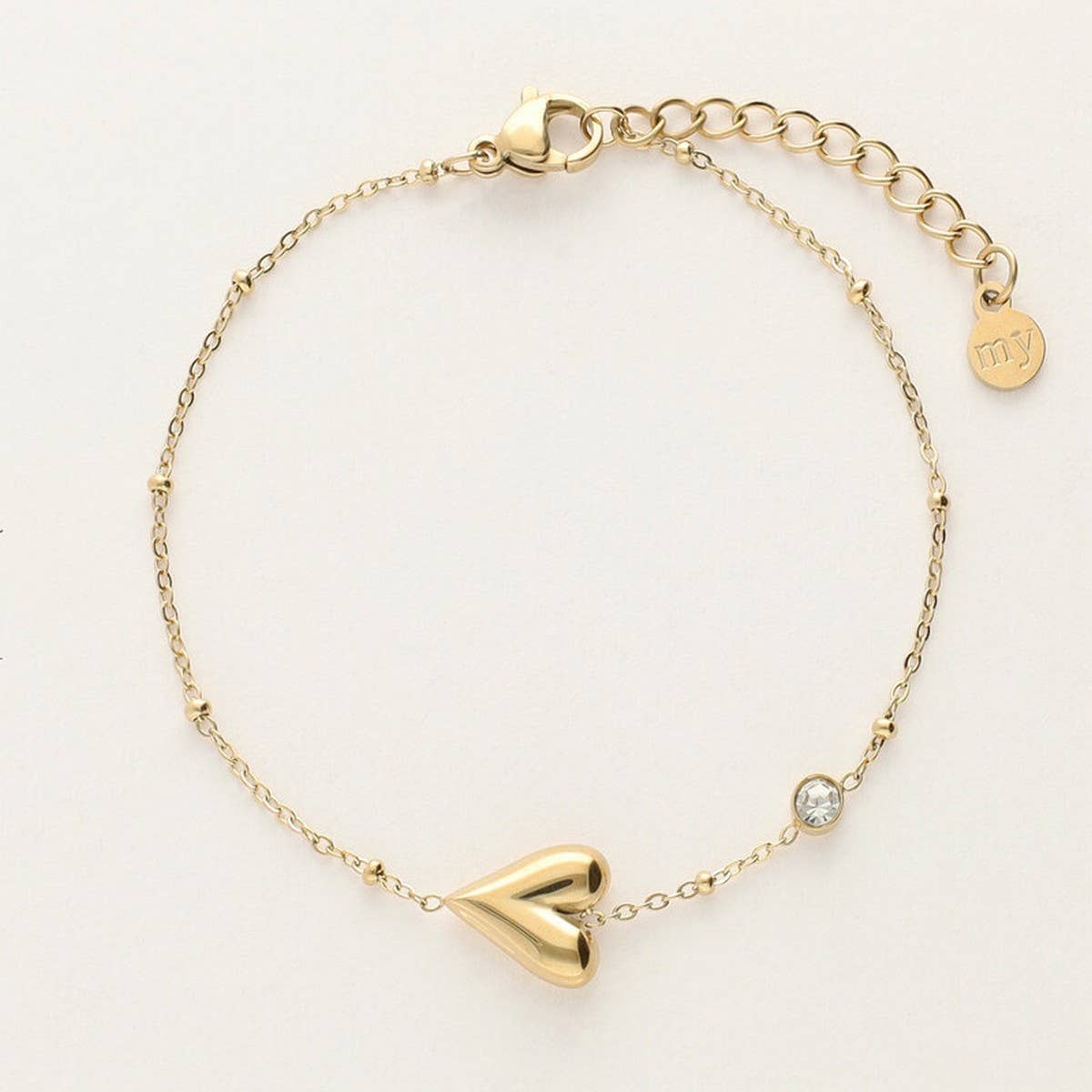 Heart-plated high-grade zircon bracelet