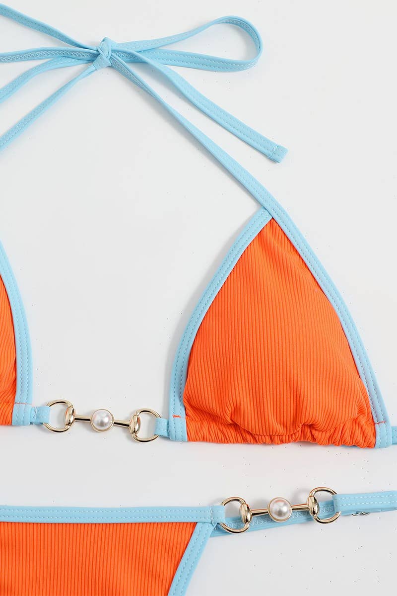 CWMW0739_SOLID COLOR BIKINI SWIMSUIT SET