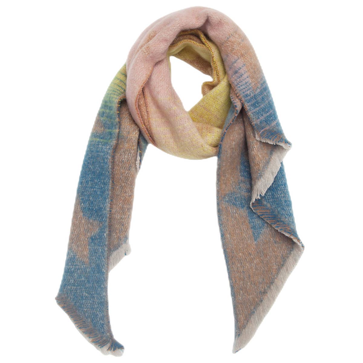 Striped Fuzzy Shawl - Thick Winter Wrap for Women_CWASC0120