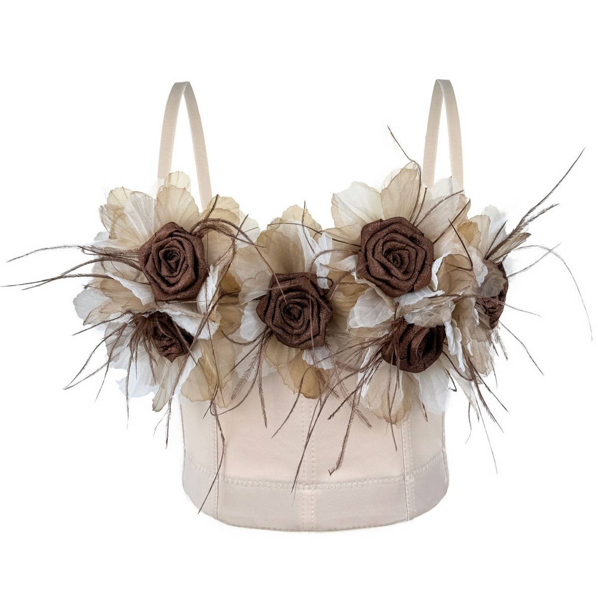 FLOWER TASSEL SUSPENDER HERRINGBONE BRA