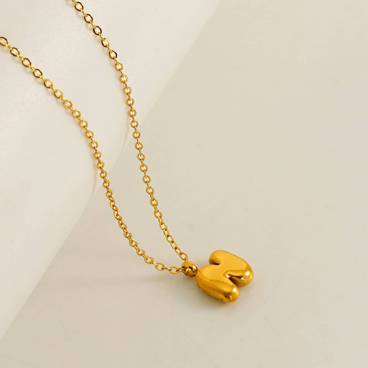 CWAJE1939_Mini Simple Bubble Letter Necklace,Gold