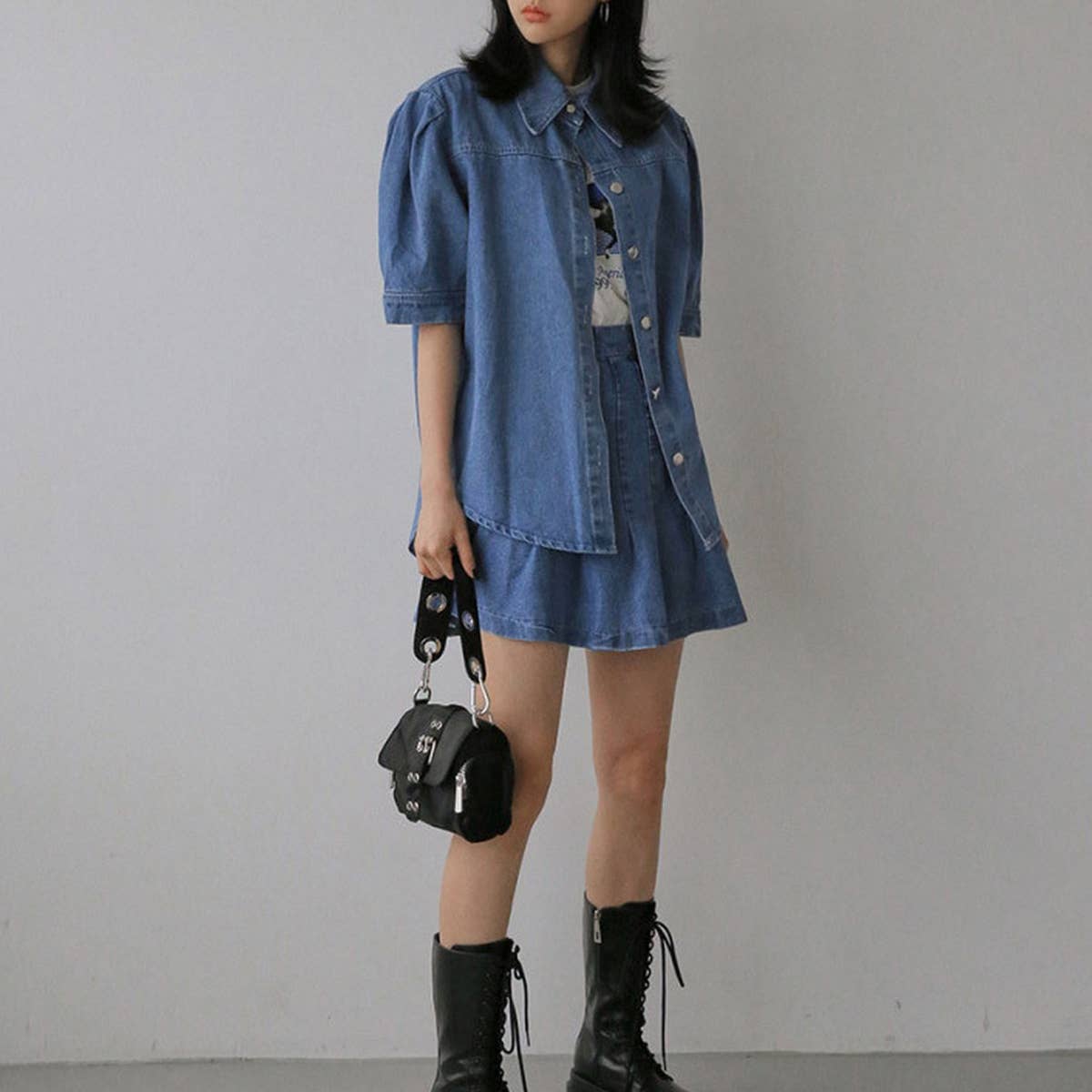 VINTAGE DOUBLE BUTTON SHOULDER BAG TOTE BAG_CWAB1390