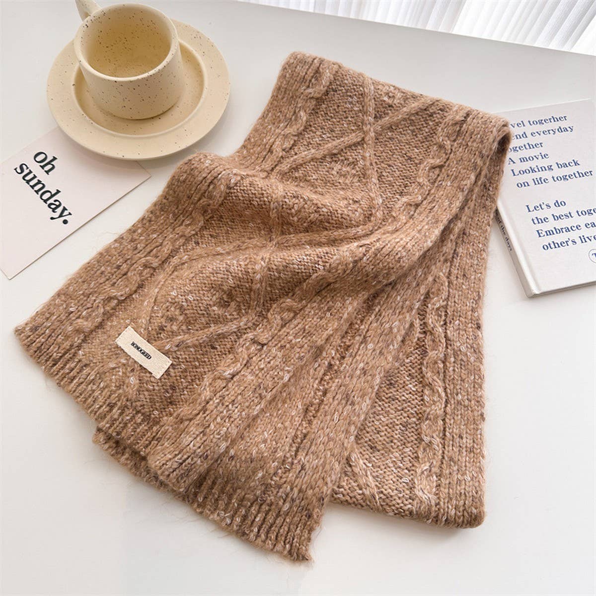 Elegant Solid Wool Scarf Wrap for Fall Winter