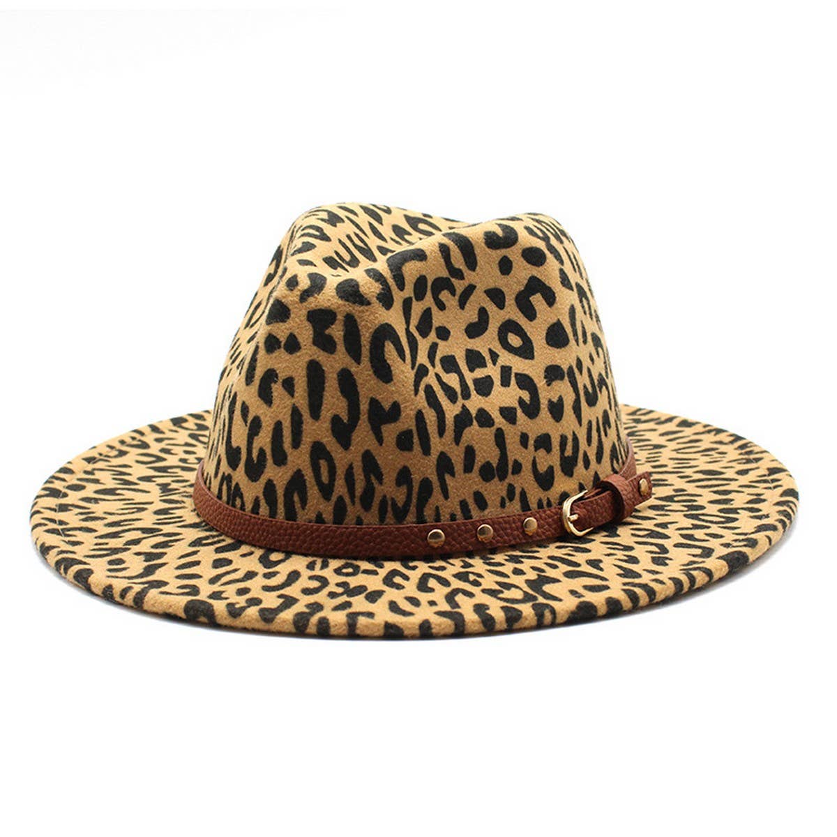 WOOLEN HAT LEOPARD PRINT JAZZ HAT WIDE BRIM HAT_CWAH2543