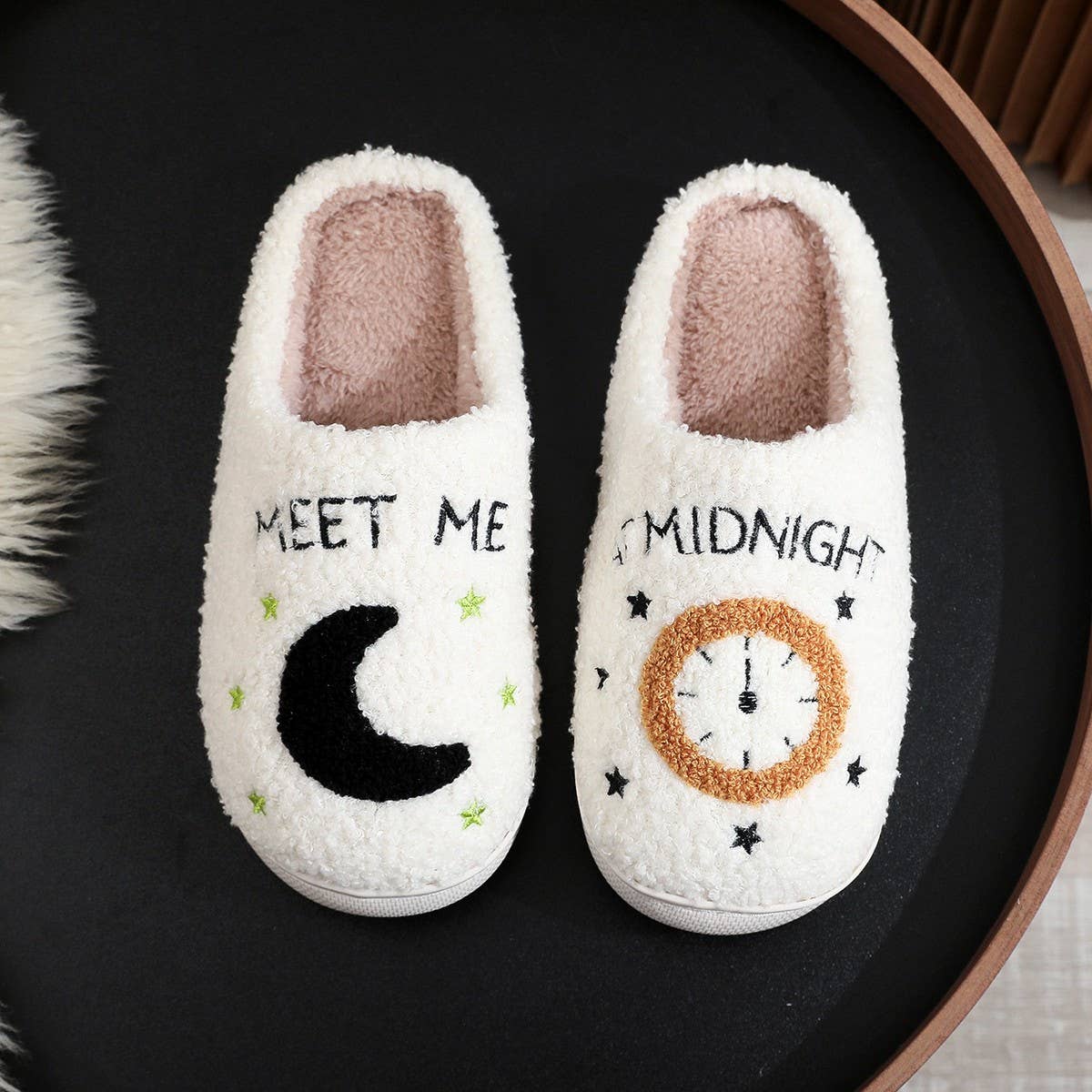 HOME SLIPPERS MOON CLOCK INDOOR COTTON SLIPPERS