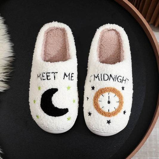 HOME SLIPPERS MOON CLOCK INDOOR COTTON SLIPPERS