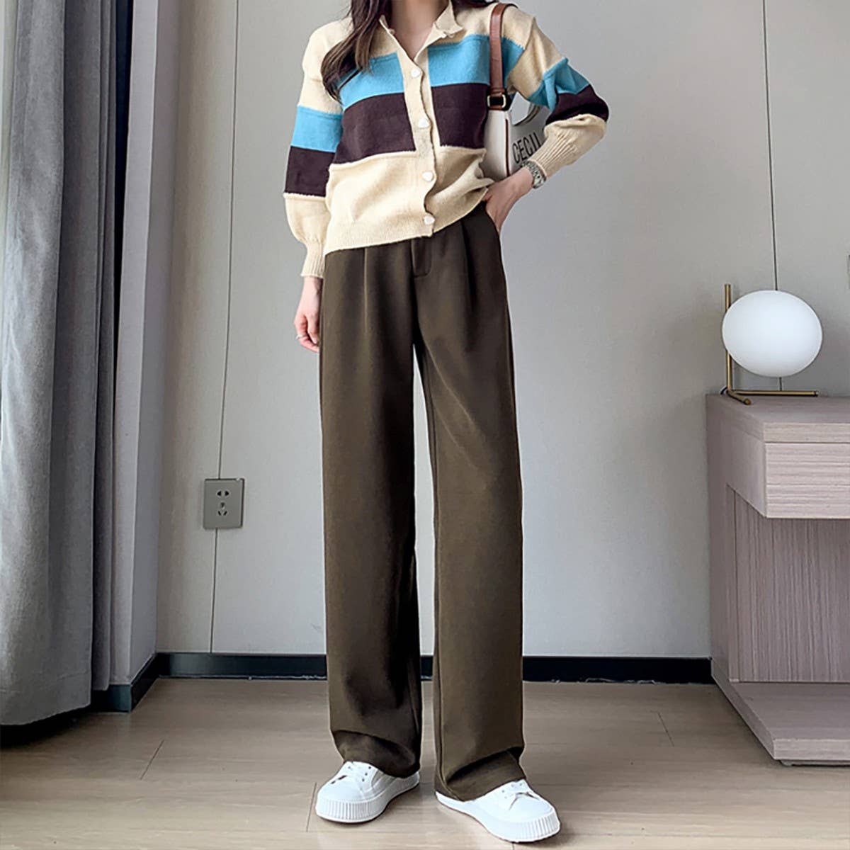 High-waisted pants Loose casual wide-leg pants