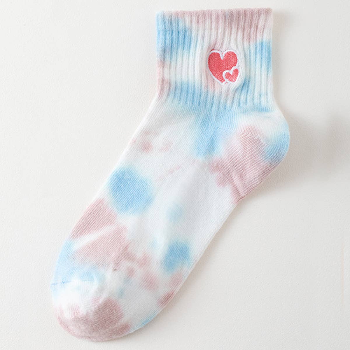 TIE-DYED LOVE EMBROIDERY SPORTS SOCKS