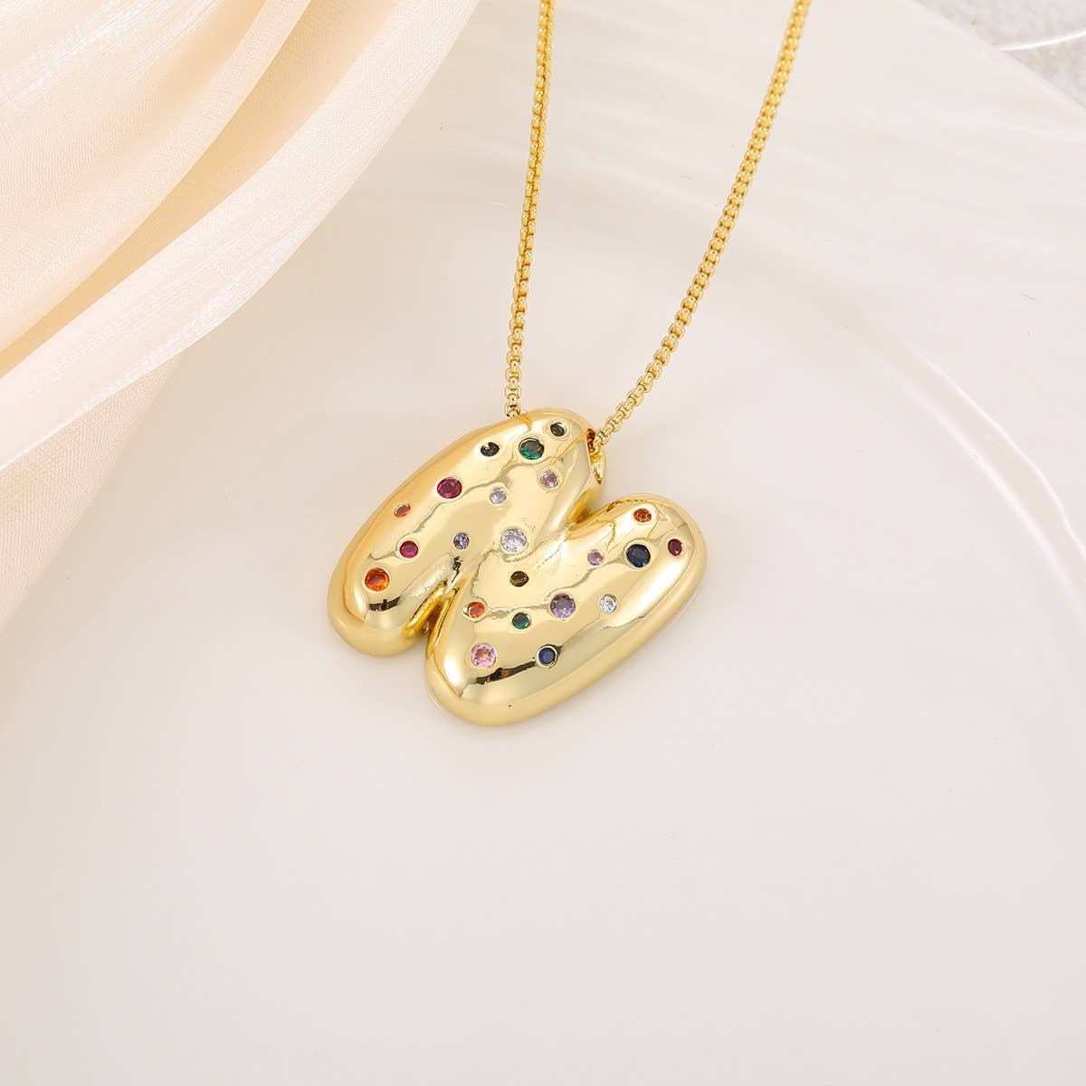 Creative Glossy Colorful Letter Pendant Necklace