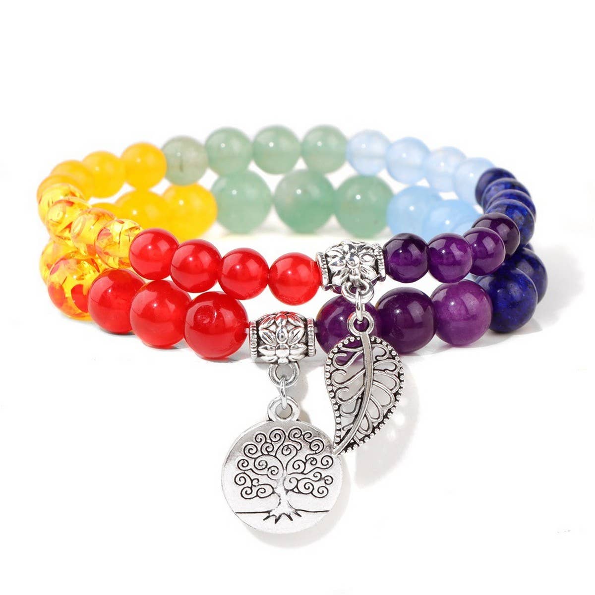 CWAJE4232_NATURAL STONE BEADS TREE OF LIFE PENDANT BRACELET