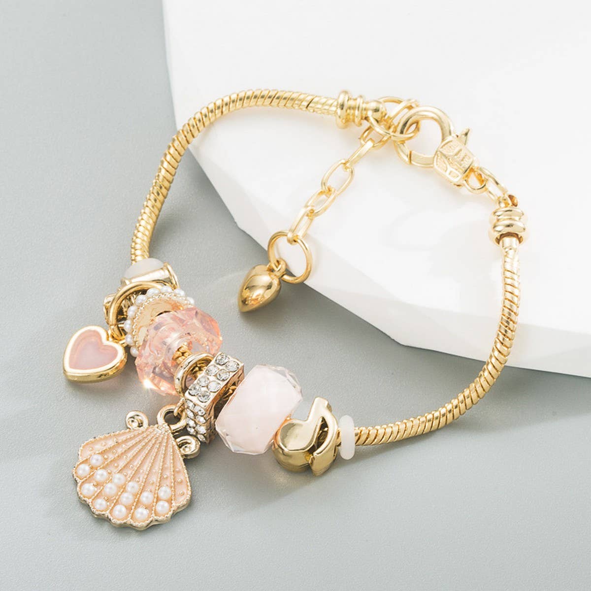 Gold Alloy Adjustable Pearl Shell Bracelet