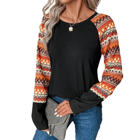 ROUND NECK THIN CASUAL PRINT SHOULDER GUARD