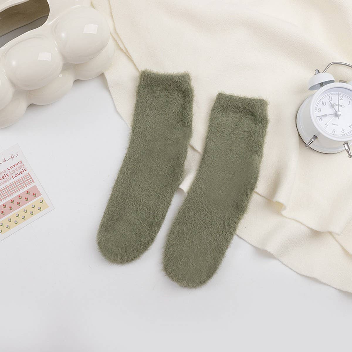 WINTER WARM MID-TUBE SOCKS SOLID COLOR SOCKS