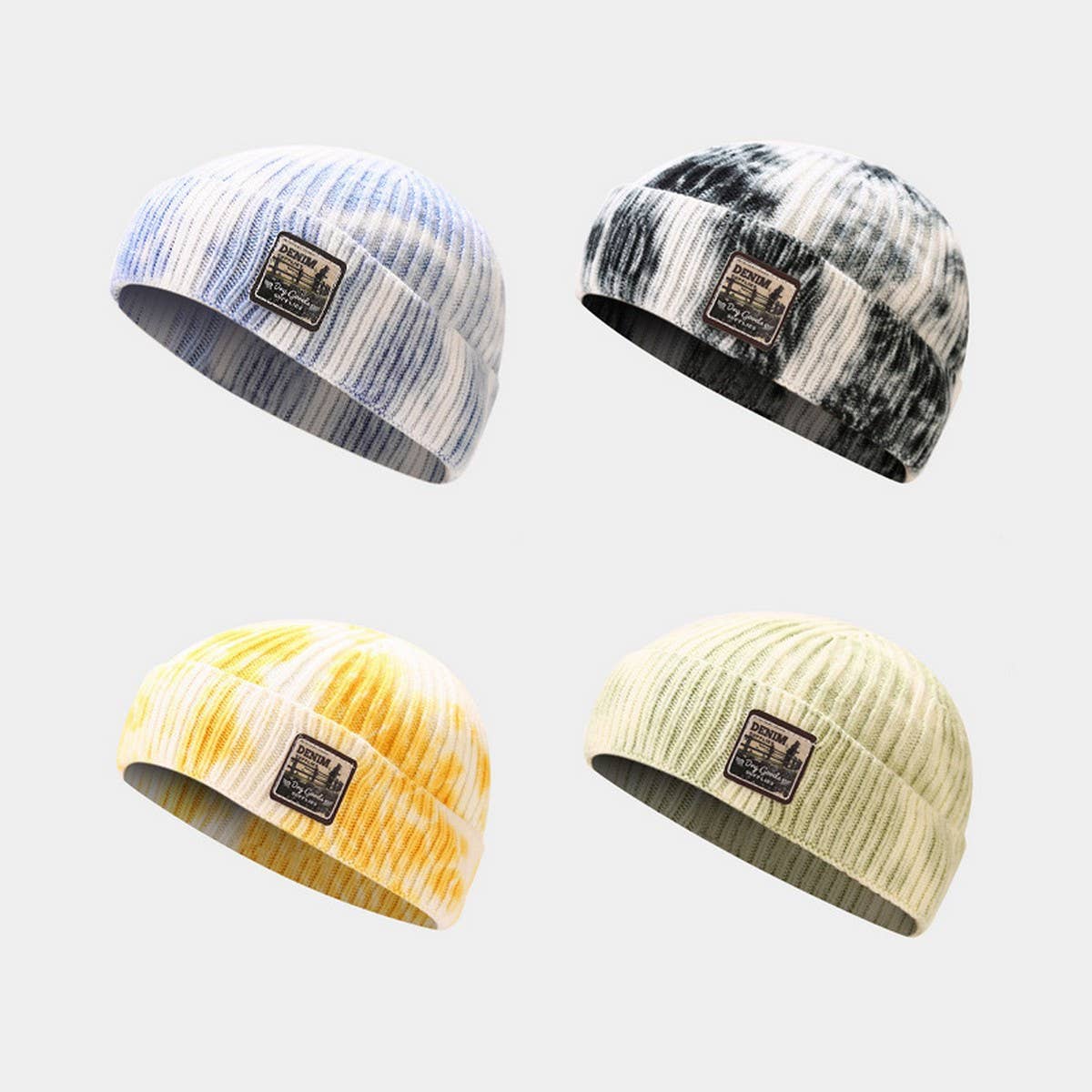 LABEL TIE-DYED MELON-SHAPED HAT KNITTED HAT_CWAH2076