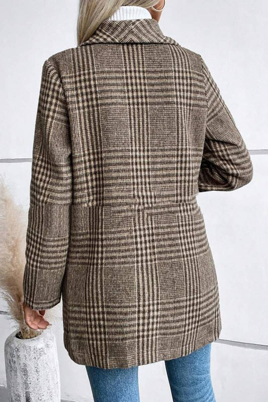 CWOCO0263_AUTUMN-WINTER FASHION LAPEL WOOL PLAID COAT