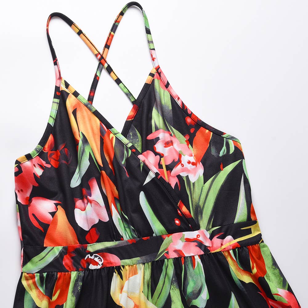 Bohemian Floral Print Spaghetti Strap Long Dress_Cwdmd5296