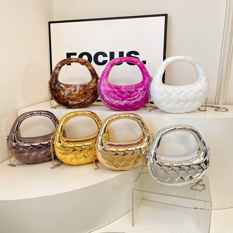 Diamond-shaped shiny single-shoulder underarm bag