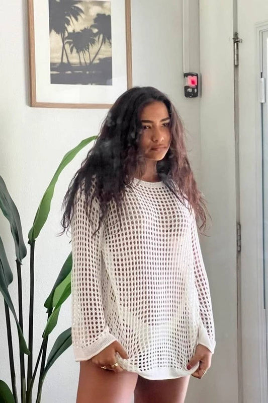 CWTBLL3400_KNITTED CUTOUT HOLIDAY BIKINI BEACH COVER-UP