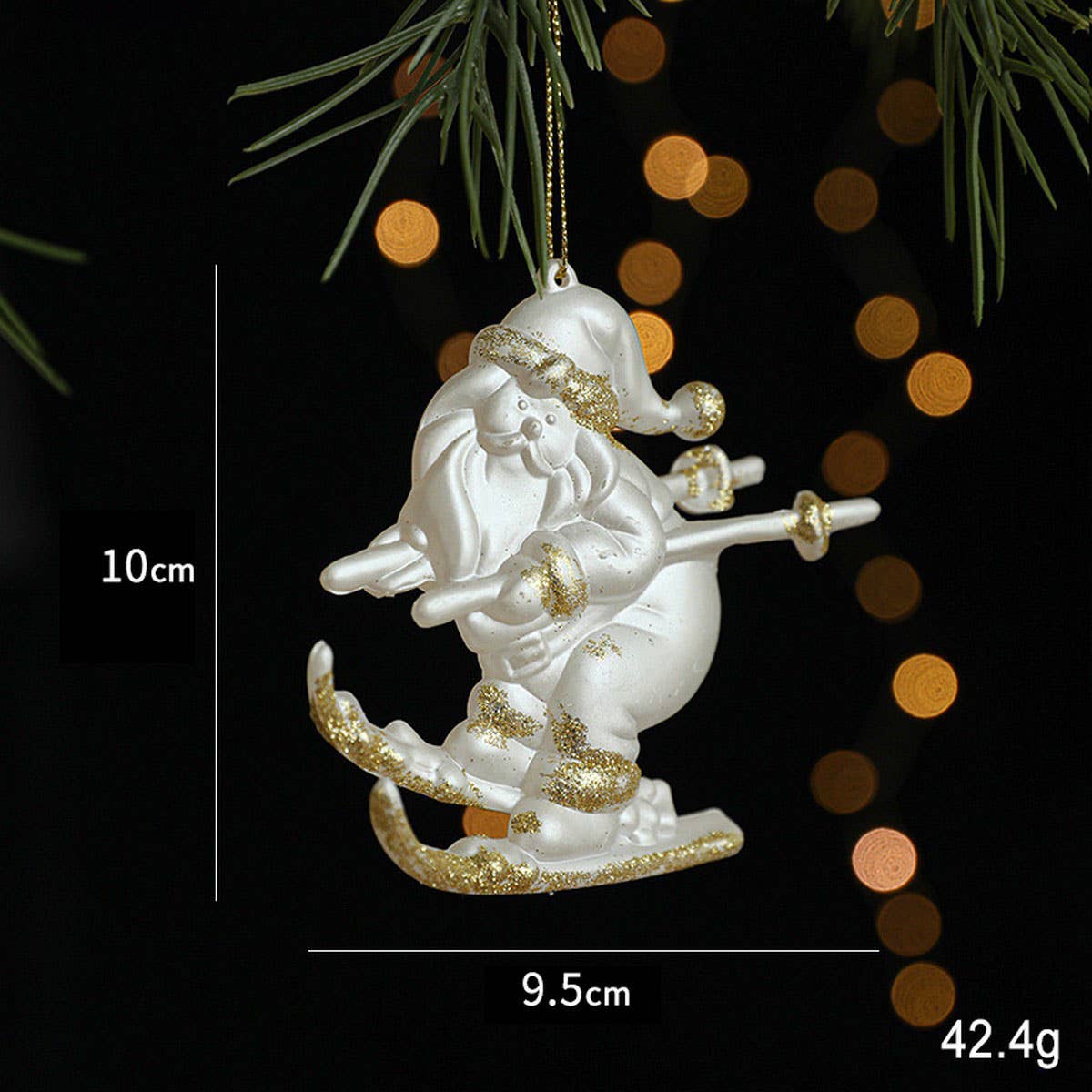 Gold Glitter Xmas Sled Santa Angel Reindeer Decor