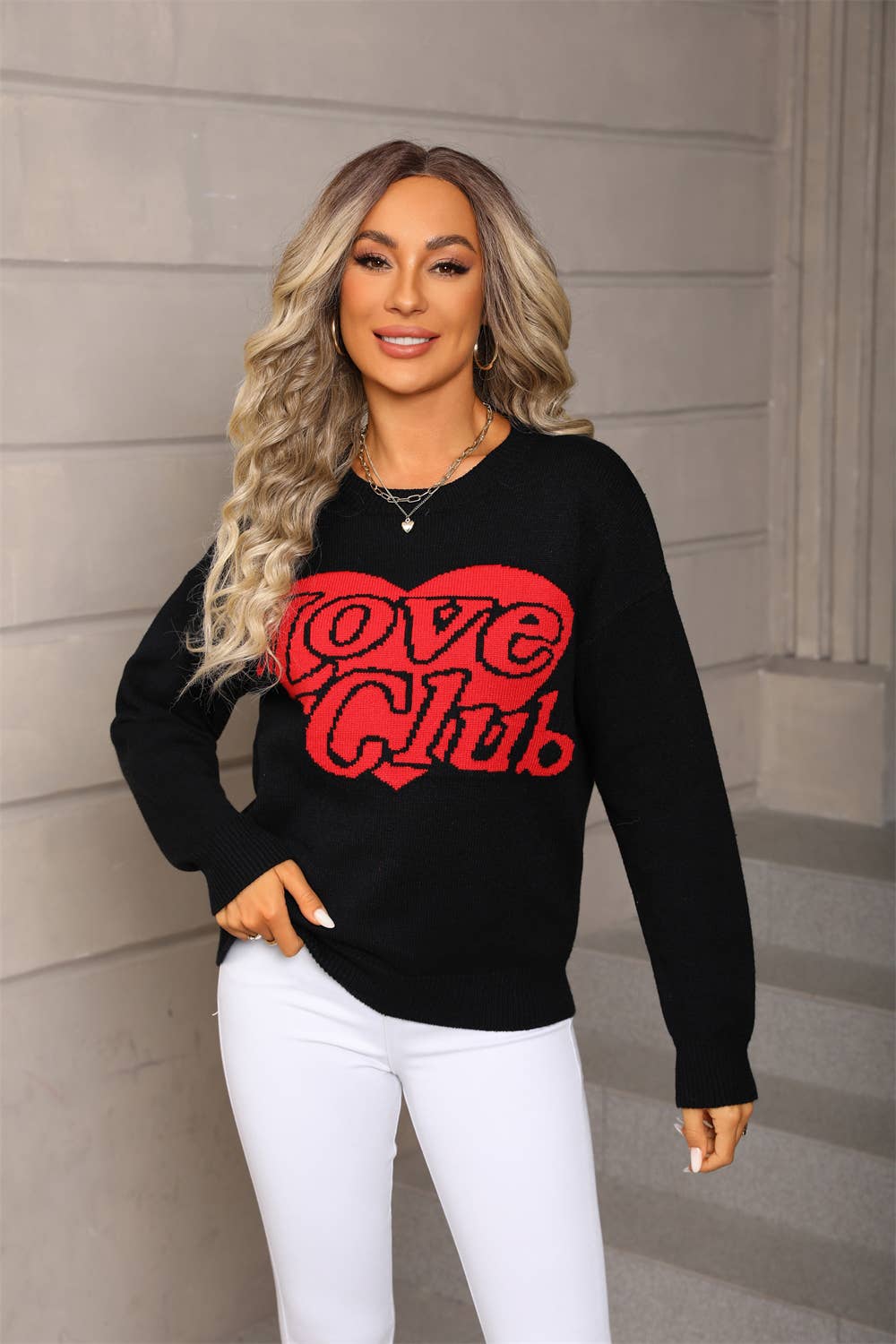 Fashion love loose Valentine's Day knit sweater