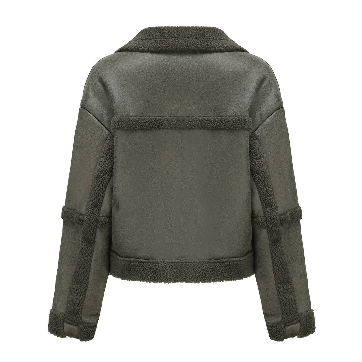 STYLISH WARM FUR COAT WITH FLEECE LAPEL