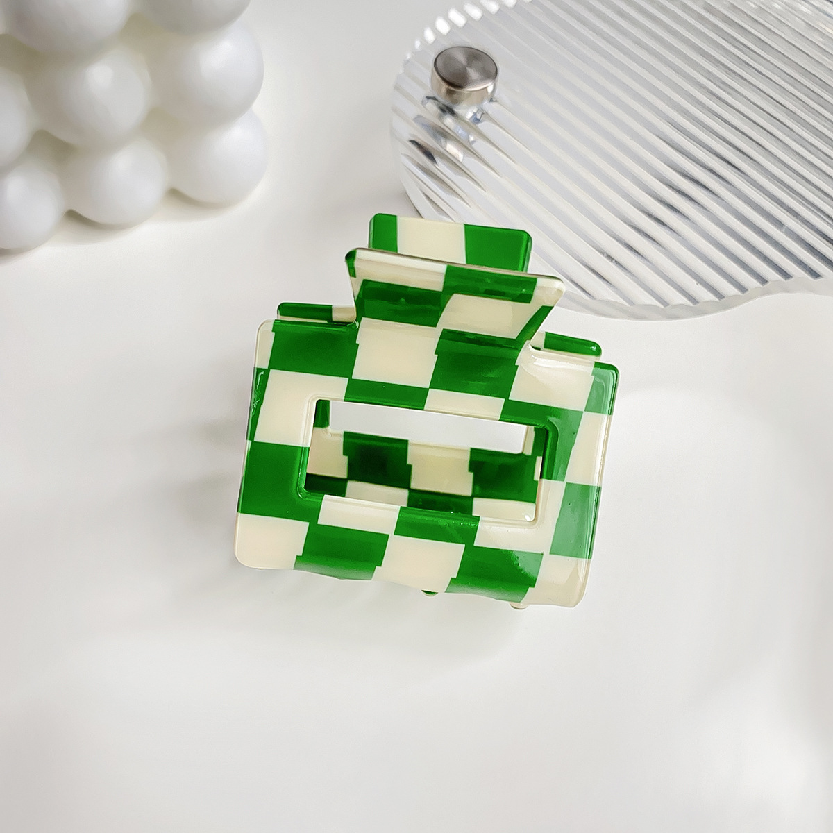 Checkerboard Hair Claw ??Candy Color Acetate Look_CWAHA0395