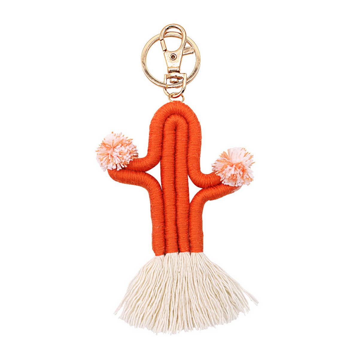 HAND-WOVEN CACTUS FUR BALL KEYCHAIN