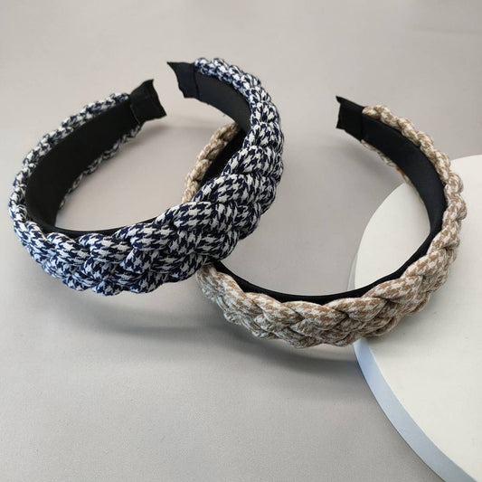 HANDMADE GEOMETRIC PLAID TWIST HEADBAND