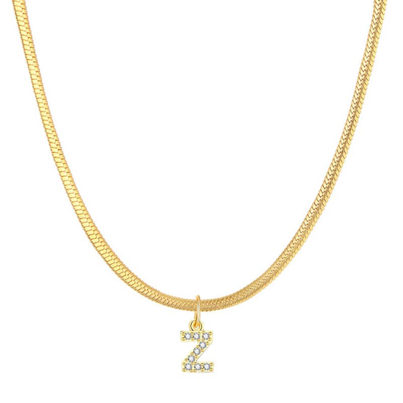 Titanium steel snake bone lock zircon pendant