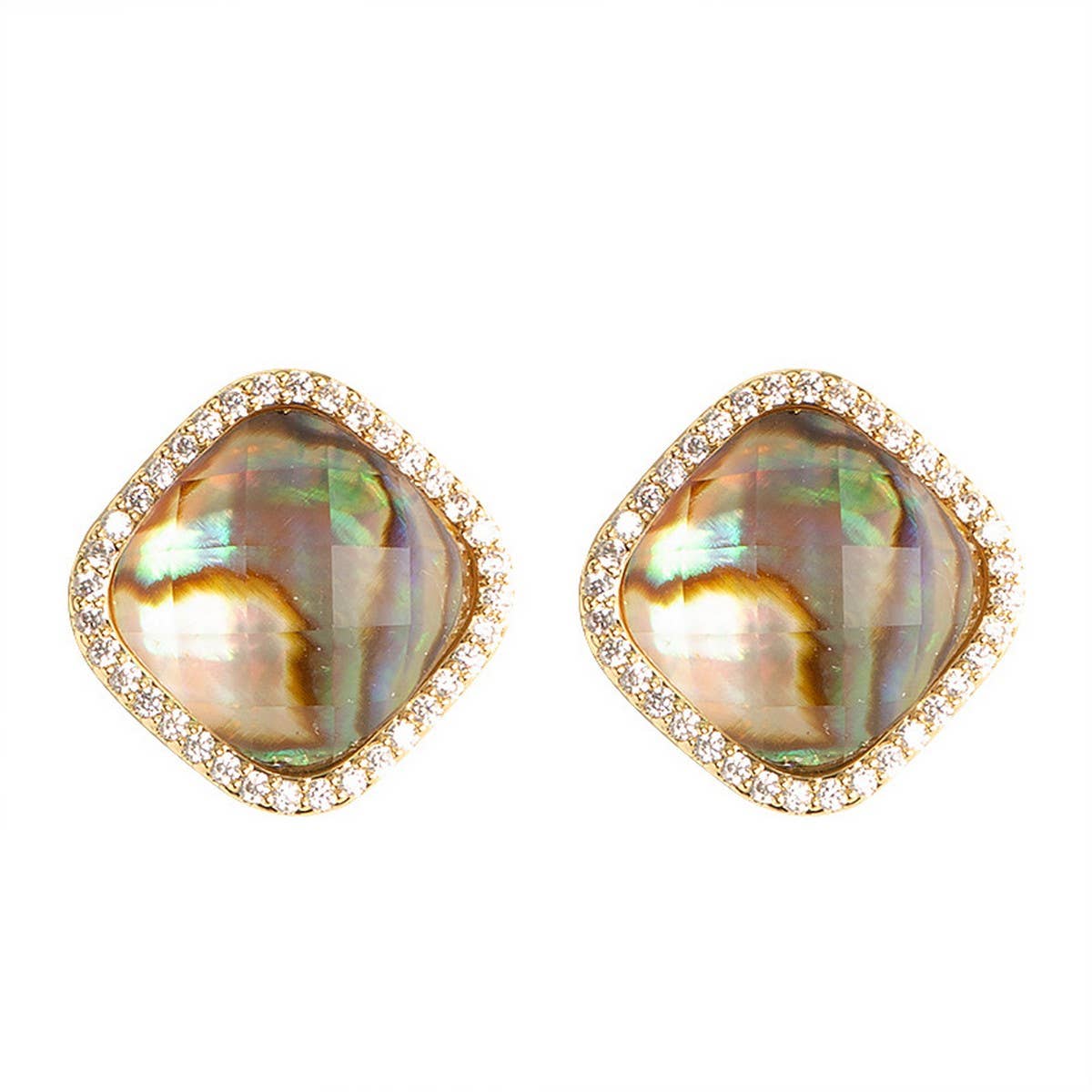 SQUARE ABALONE SHELL EARRINGS WITH DIAMONDS_CWMM4290