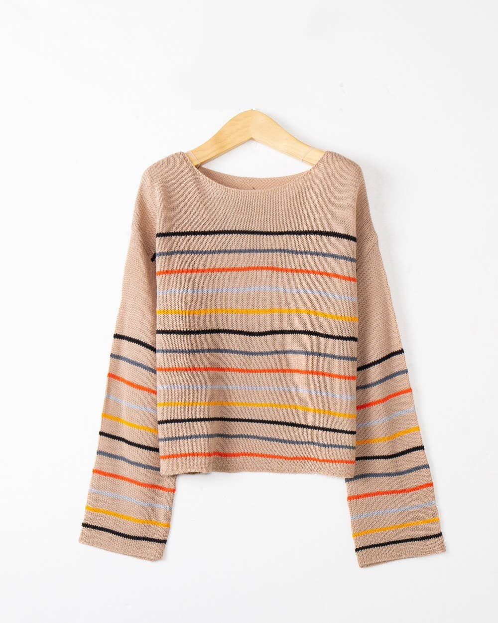 FASHION CASUAL STRIPED MATCHING COLOR SWEATER