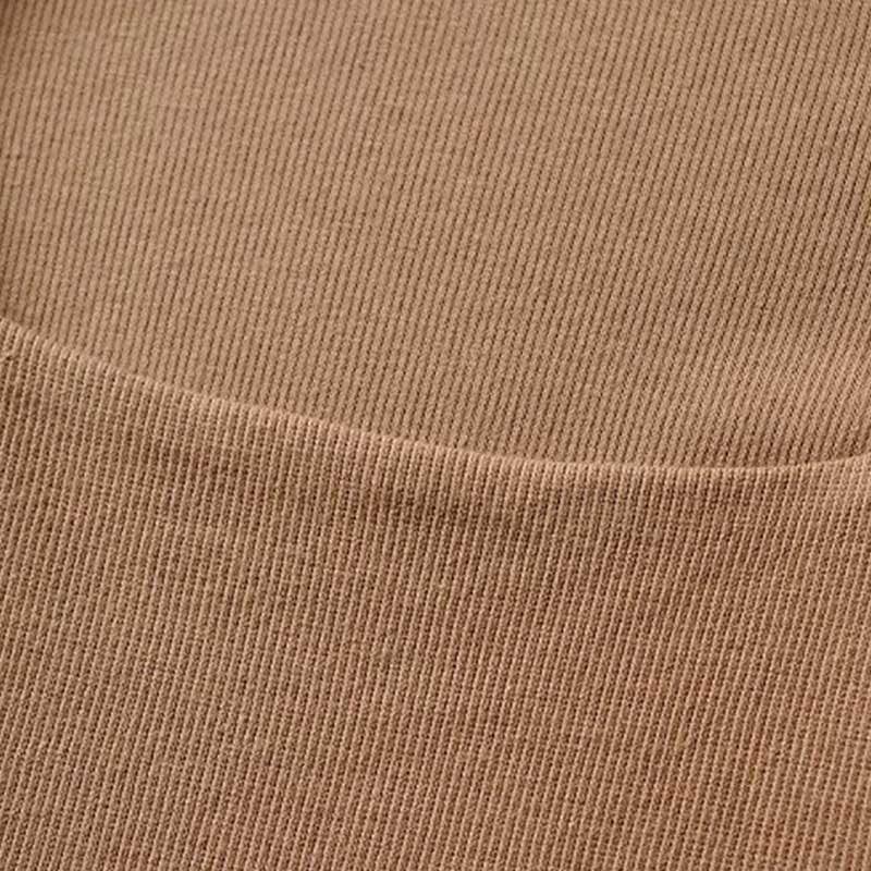 Square-neck solid-color long-sleeved T-shirt