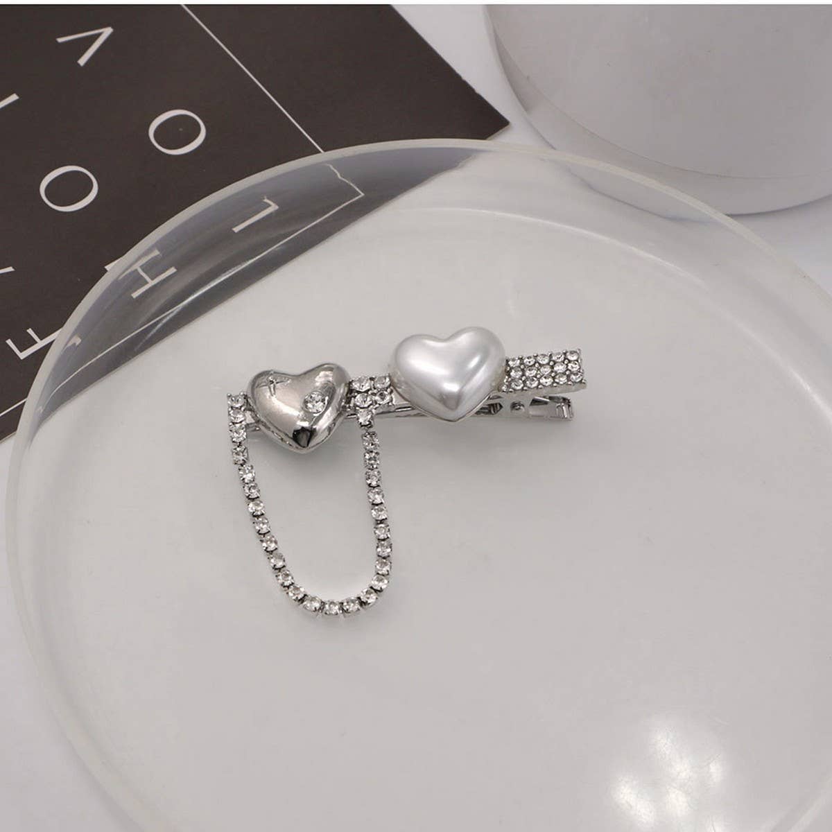 METAL ROSE HAIRPIN SIDE BANGS DUCKBILL CLIP