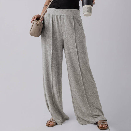 LOOSE SIMPLE STYLE HIGH-WAISTED WIDE-LEG PANTS
