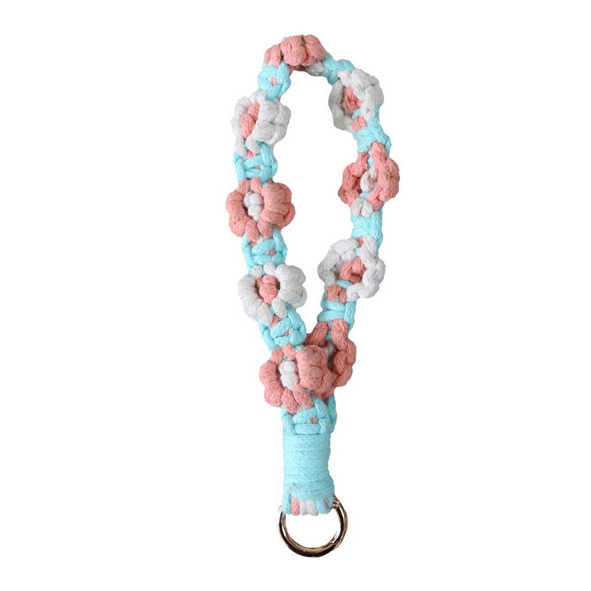 FLOWER DESIGN WOVEN KEYCHAIN