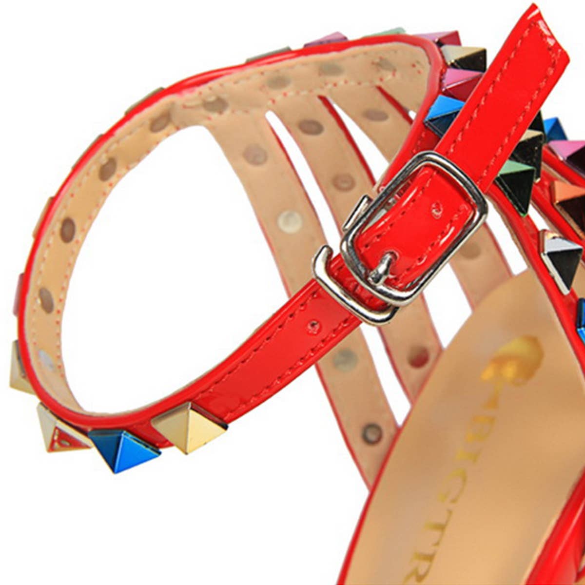 WOMEN STILETTO OPEN TOE STUDDED HIGH HEELS