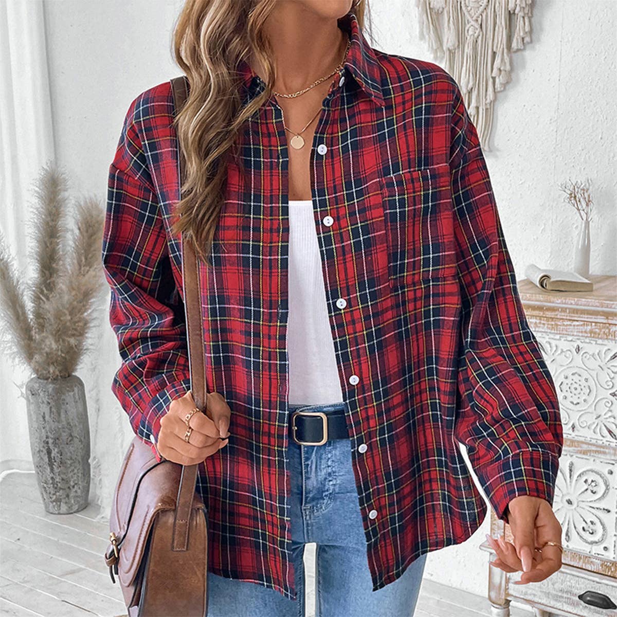VINTAGE PLAID SHIRT VINTAGE SINGLE BREASTED COAT