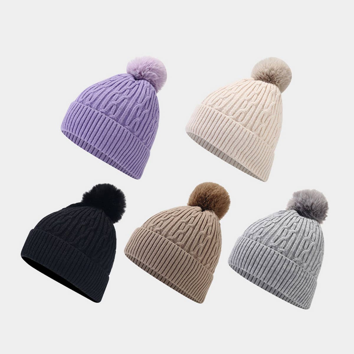 OUTDOOR THICK WARM WOOL BALL KNITTED HAT_CWAH1610